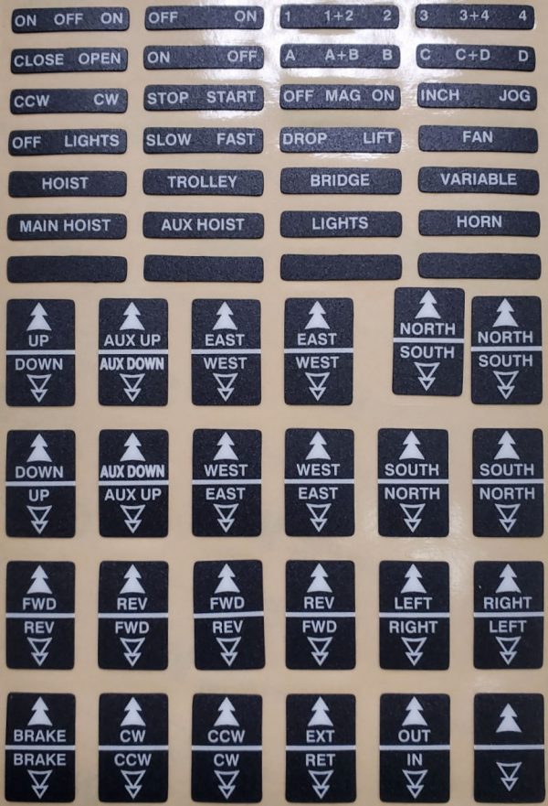 M Series Transmitter Legend Sheets